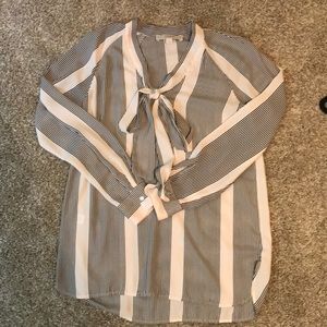 Loft tie neck long sleeve blouse